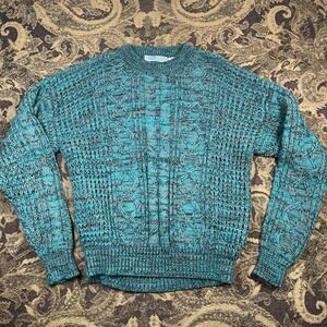 Vintage Harbour Classics Sweater Adult Large Green Chunky Knit Acrylic Crewneck